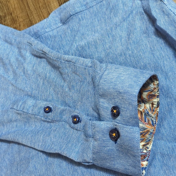 Jared Lang After Hours Paisley Flip Cuff Shirt 100% Cotton Size 2XL in Blue - Picture 5 of 9
